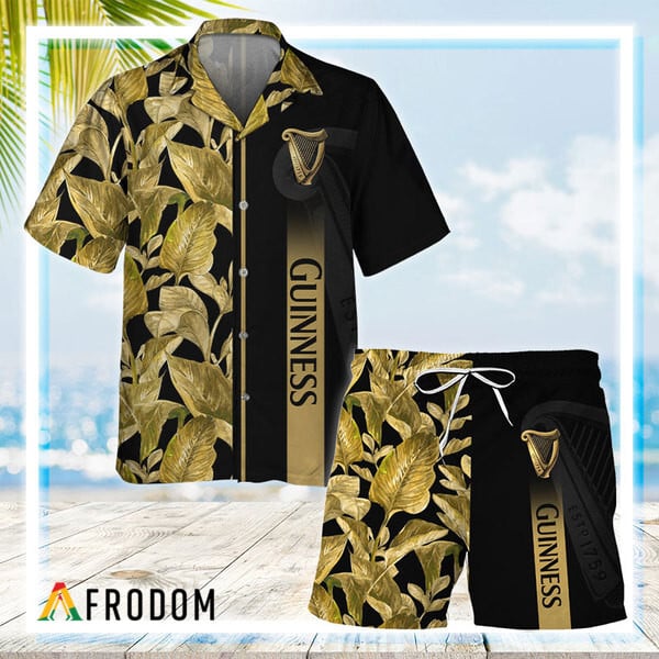 Guinness Beer Hawaiian Shirt and Shorts Tropical Leaf Set HU