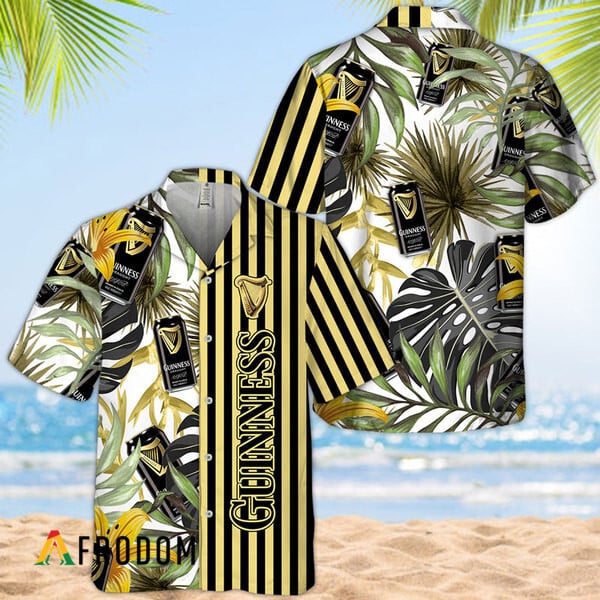 Guinness Beer Hawaiian Shirt with Tropical Plant Leaf HU