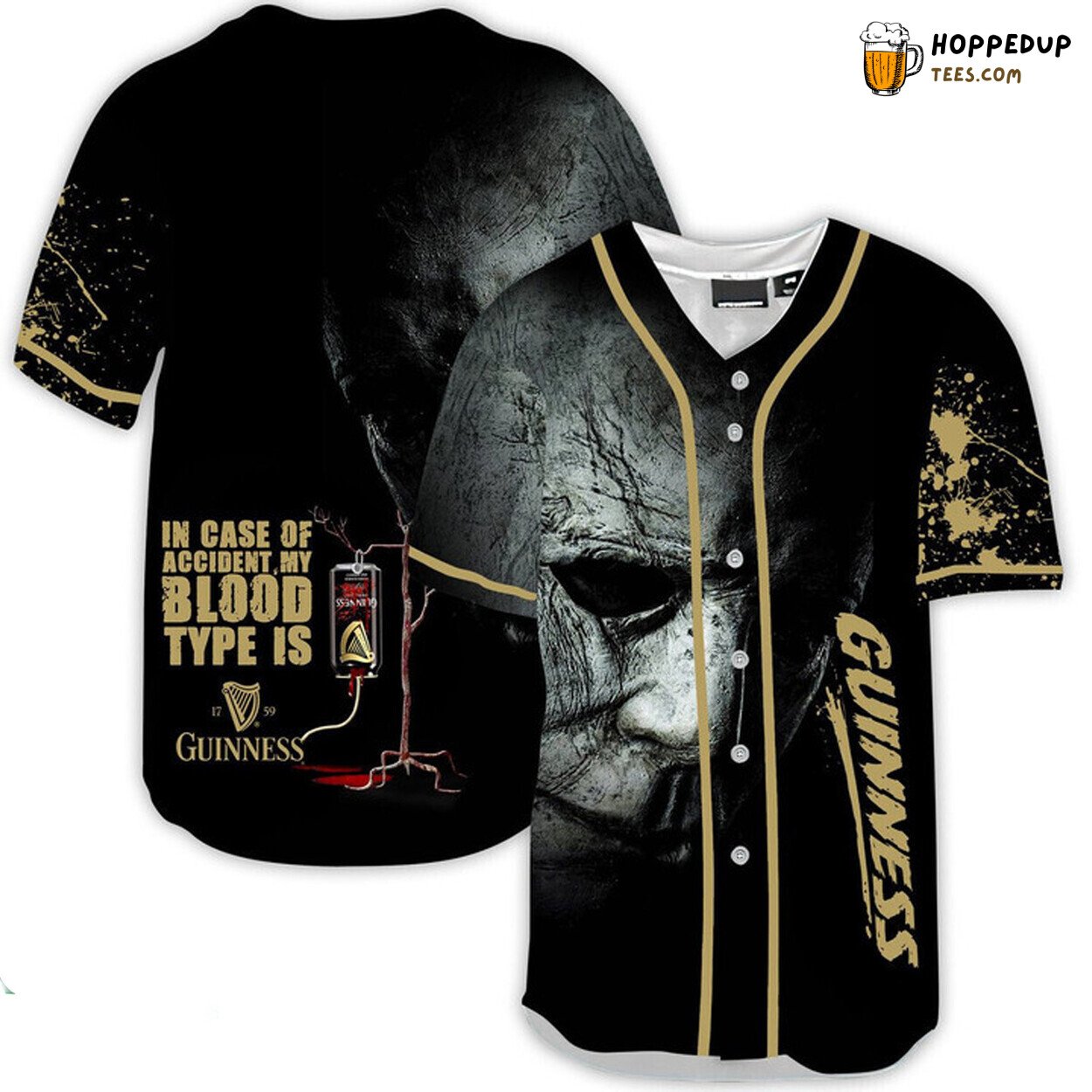 Guinness Beer Michael Myers Distinct Halloween Horror Baseball Jersey Theme