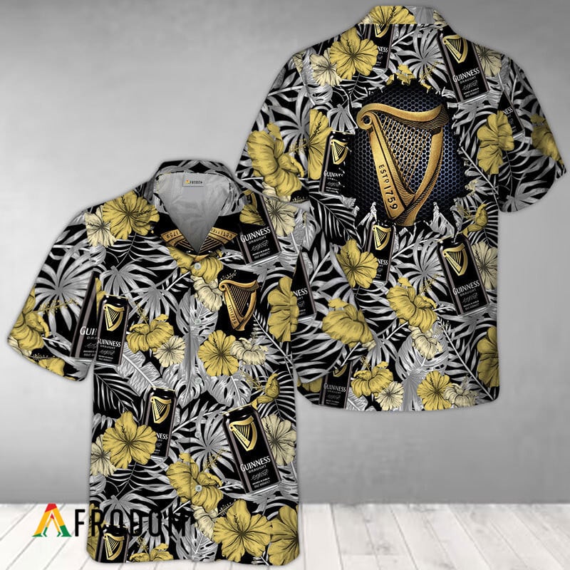 Guinness Beer Summer Floral Hawaiian Aloha Shirt HU
