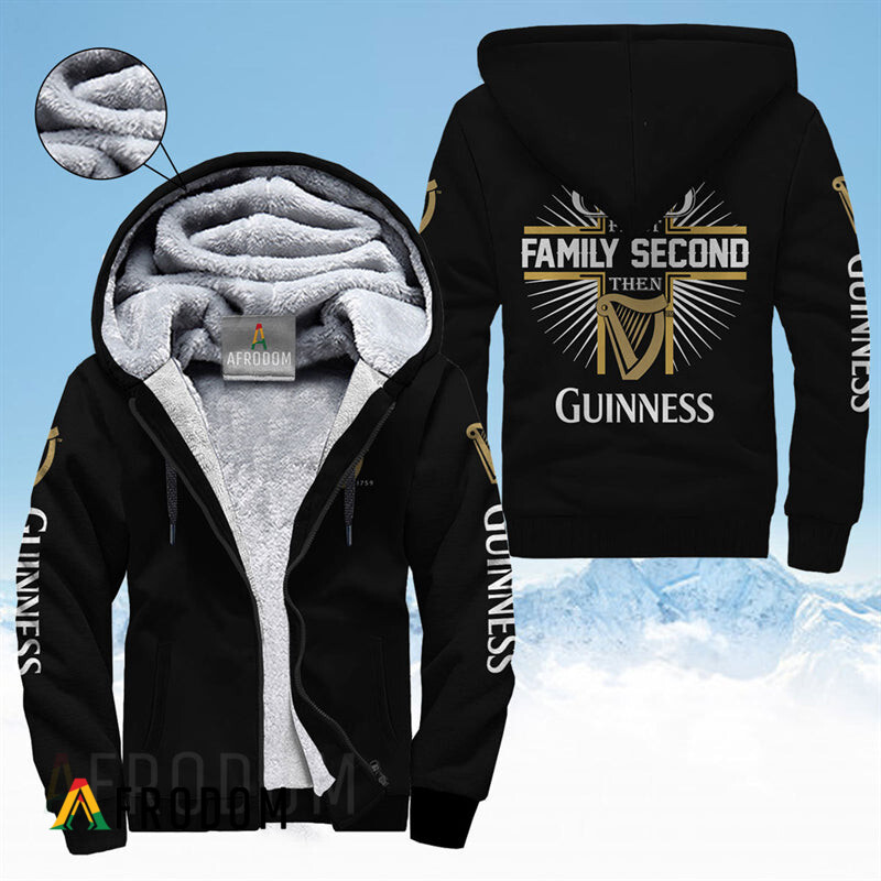 Guinness Beer Themed Fleece ZipUp Hoodie HU