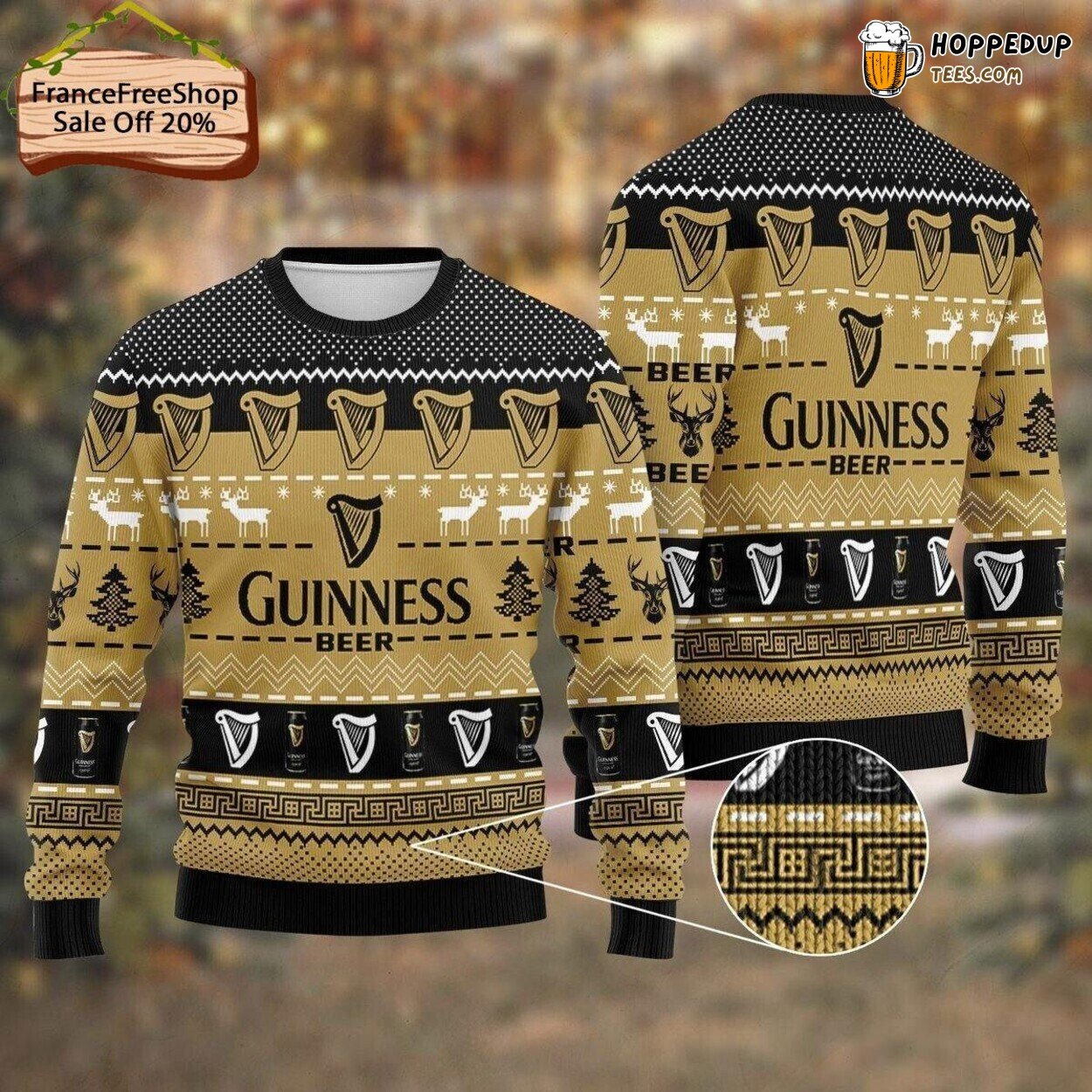 Guinness Beer Themed Ugly Christmas Sweater Men Festive Xmas Wear