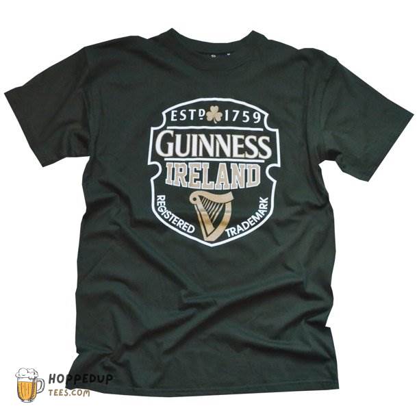 Guinness Bottle Green Ireland Harp Round Neck Custom T Shirt