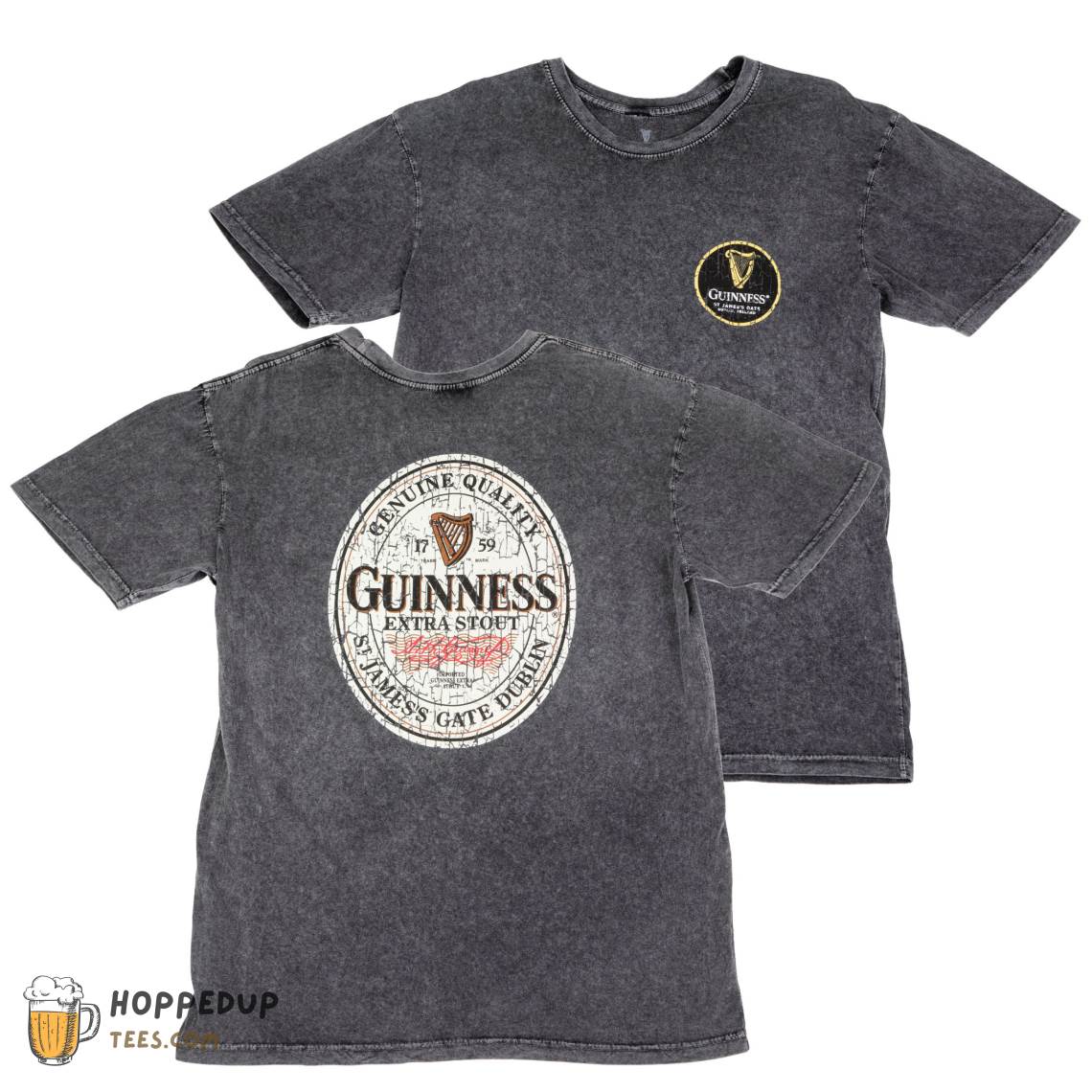 Guinness Extra Stout Marble Wash Label Custom T-Shirt