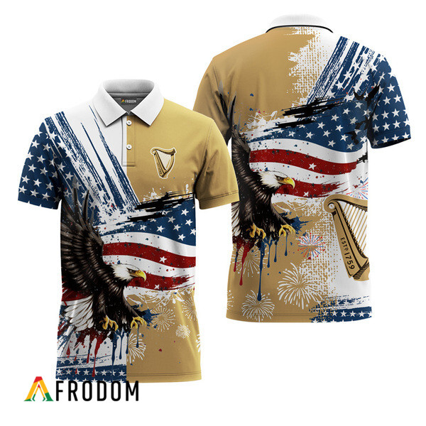 Guinness Fourth Of July Eagle Polo Shirt HU