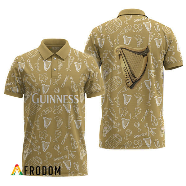 Guinness Gold Doodle Art Polo Shirt HU
