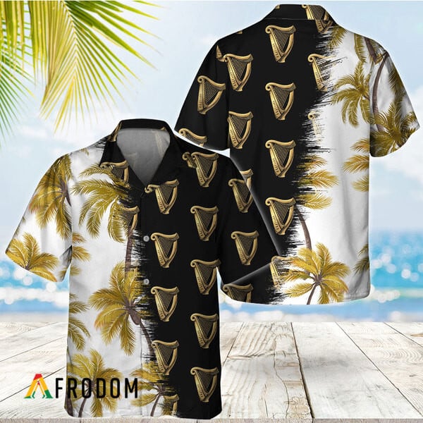 Guinness Hawaiian Shirt with Black Palm Trees Design HU