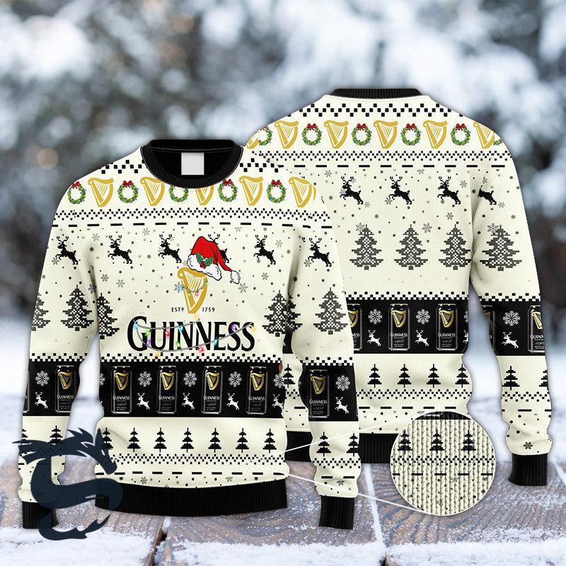 Guinness Reindeer Snowy Night Ugly Sweater HU