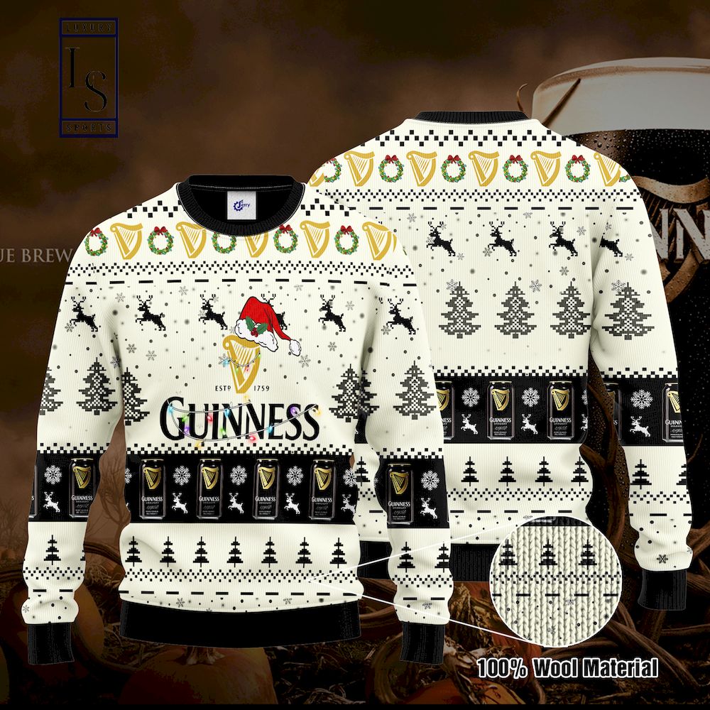 Guinness Santa Hat Christmas Ugly Christmas Sweater HU