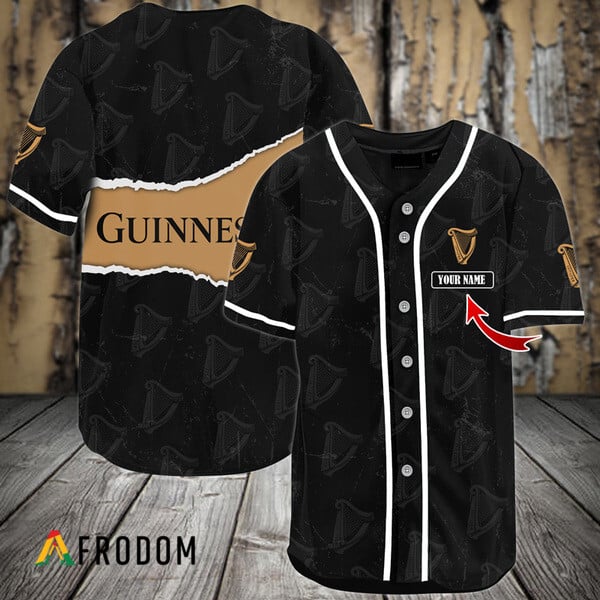Guinness Seamless Baseball Jersey Black Personalized HU