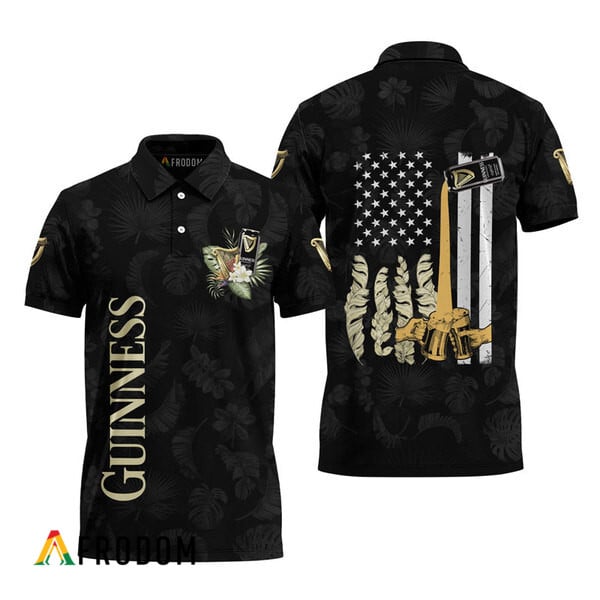 Guinness US Flag Inspired Black Hawaiian Polo HU