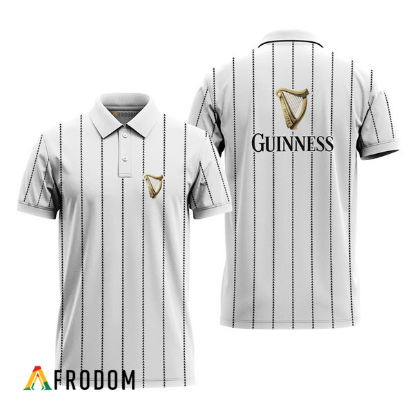 Guinness White Stripe Pattern Polo Shirt HU