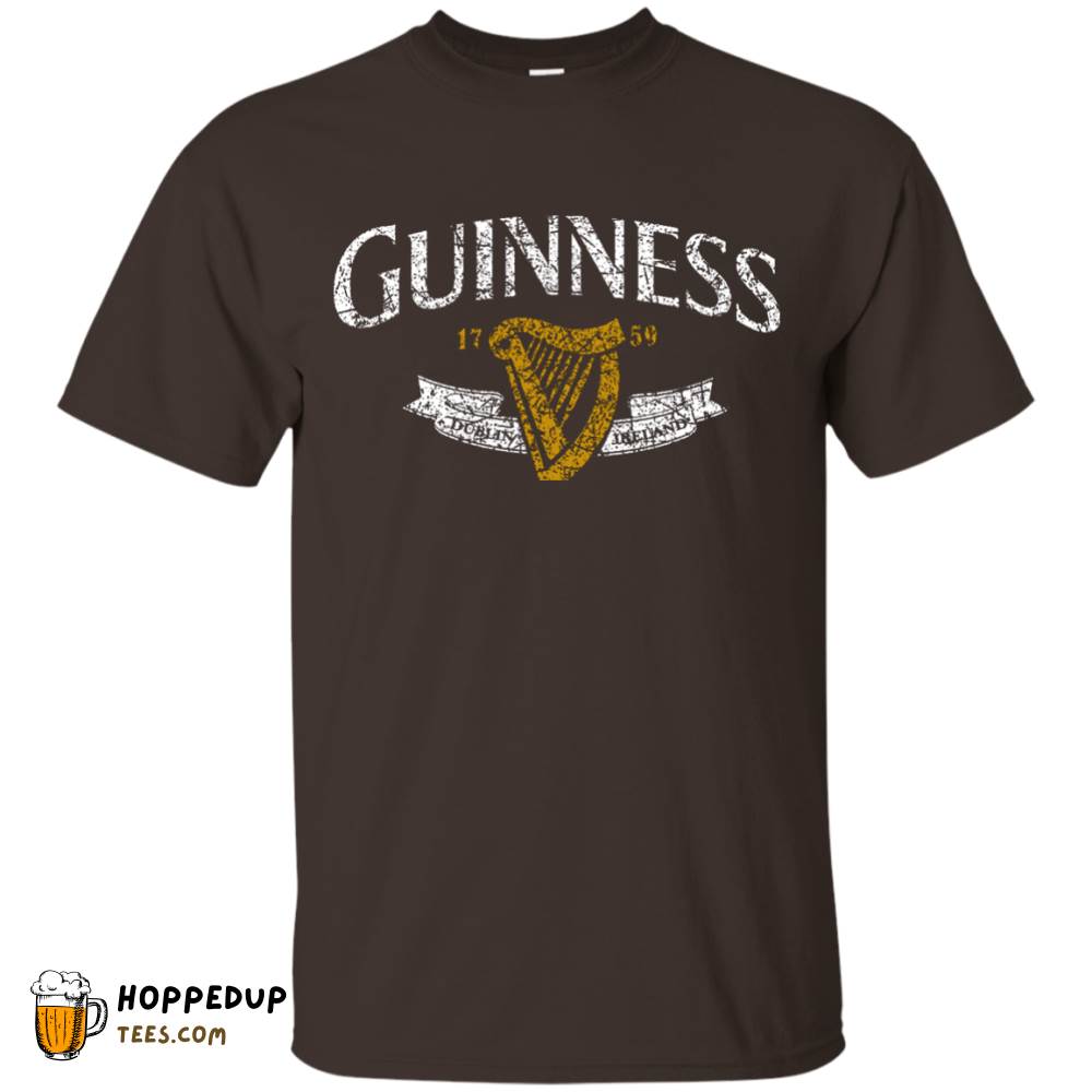 Guinness White Text Worn Label Pattern T-Shirt HU Guinness White Text Worn Label Pattern T-Shirt HU