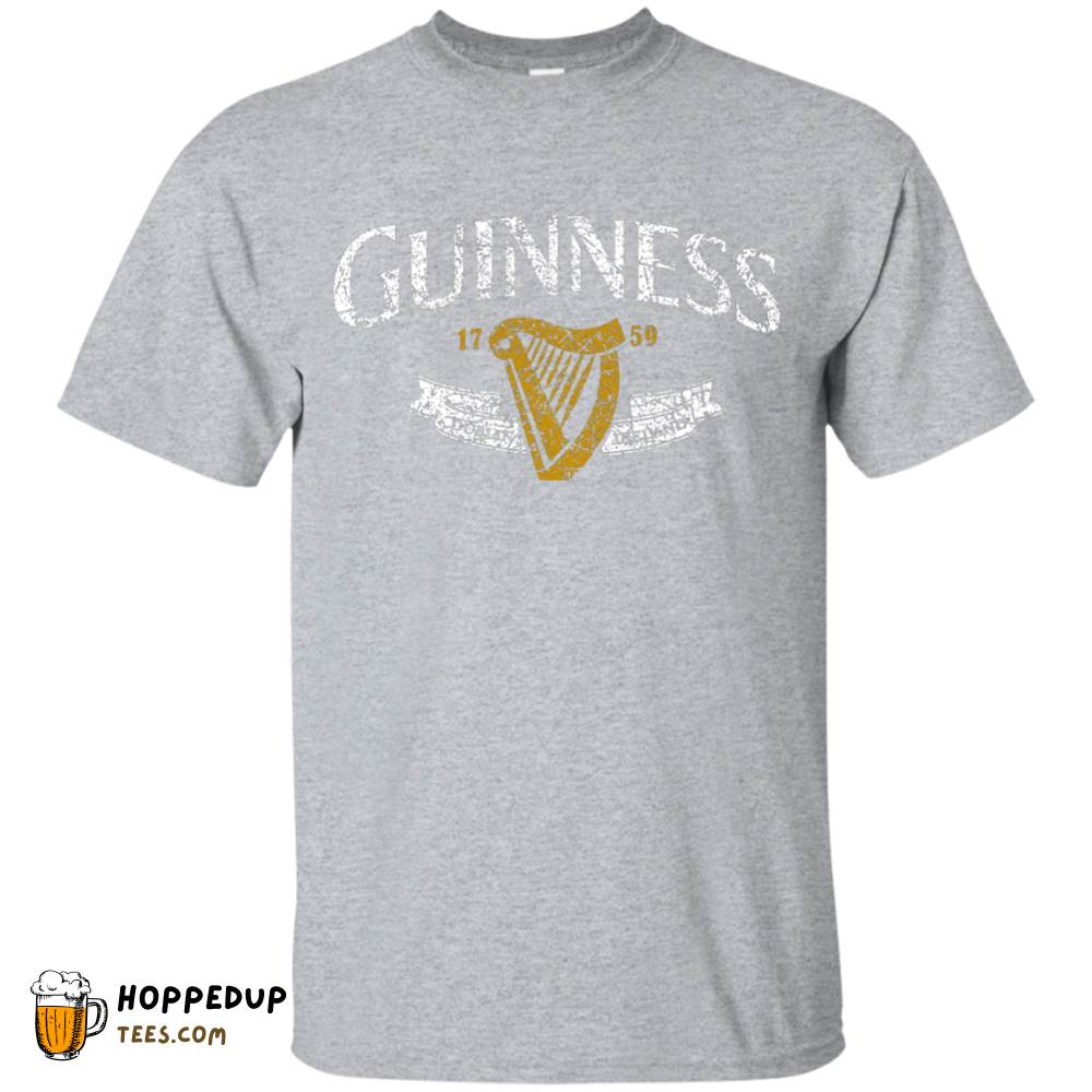Guinness White Text Worn Label Pattern T-Shirt HU