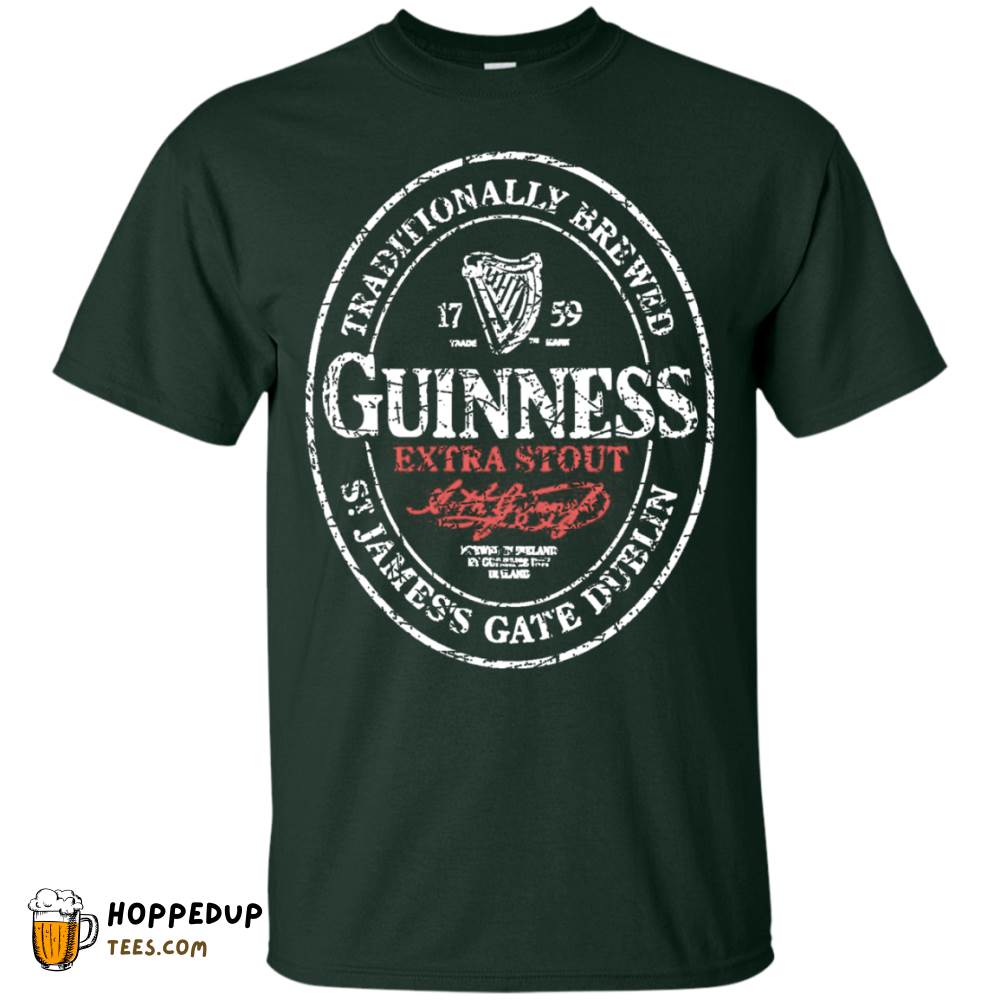 Guinness White Worn Label Pattern Custom Designed Tee HU