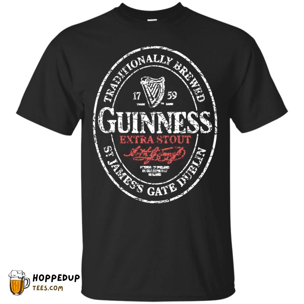 Guinness White Worn Label Pattern Custom Designed Tee HU Guinness White Worn Label Pattern Custom Designed Tee HU