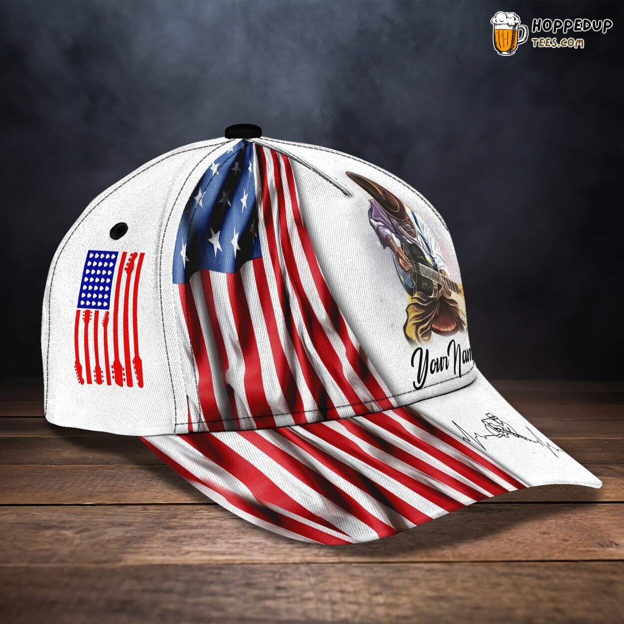 Guitar 3D Classic Cap Personalized Name Unique Premium Elegant Design