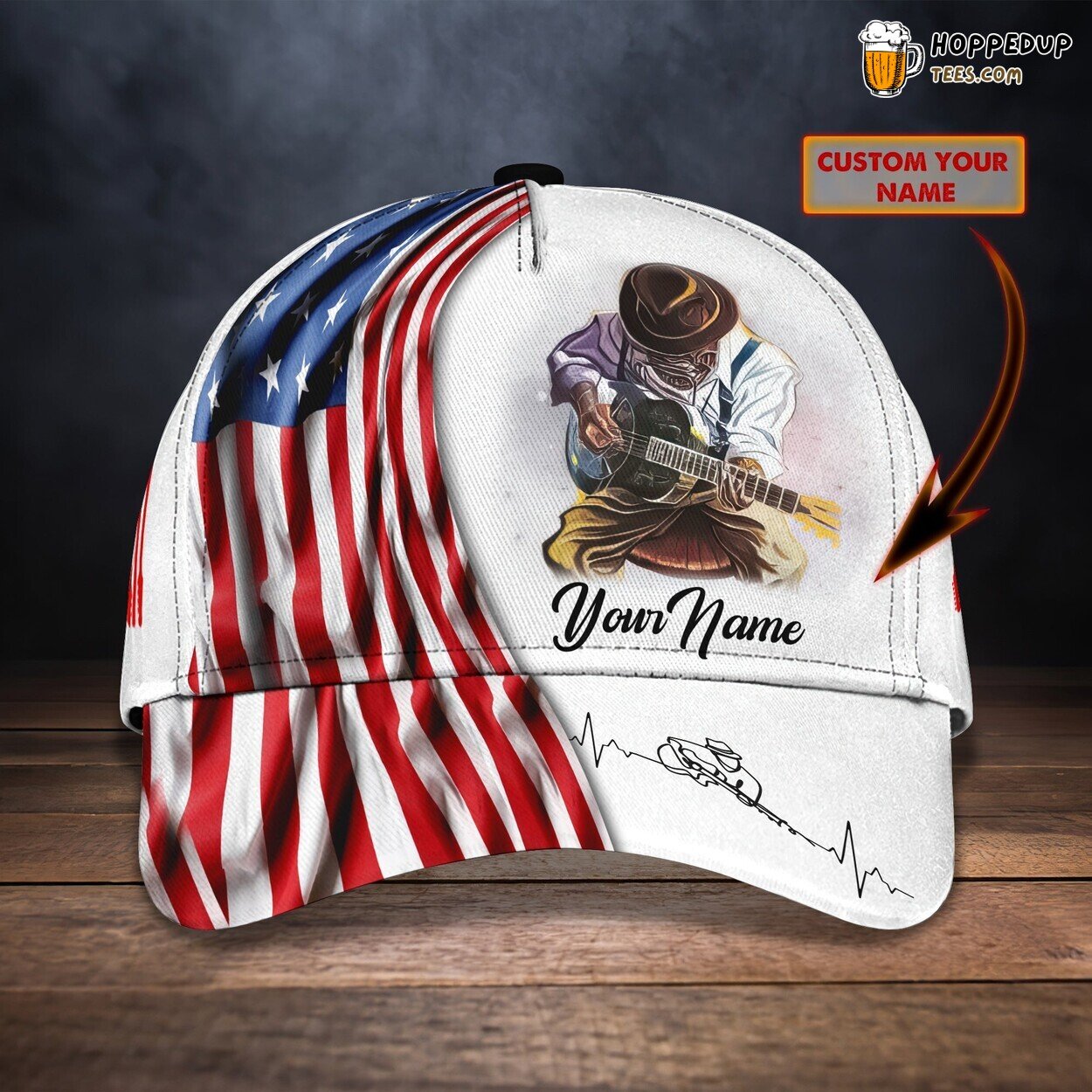 Guitar 3D Classic Cap Personalized Name Unique Premium Elegant Design