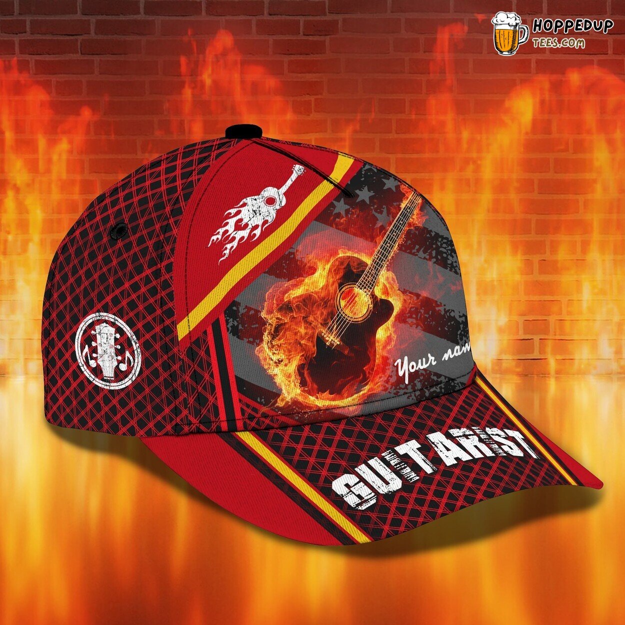 Guitar Classic 3D Cap Personalized Name Unique Timeless Trendy Fashion Item