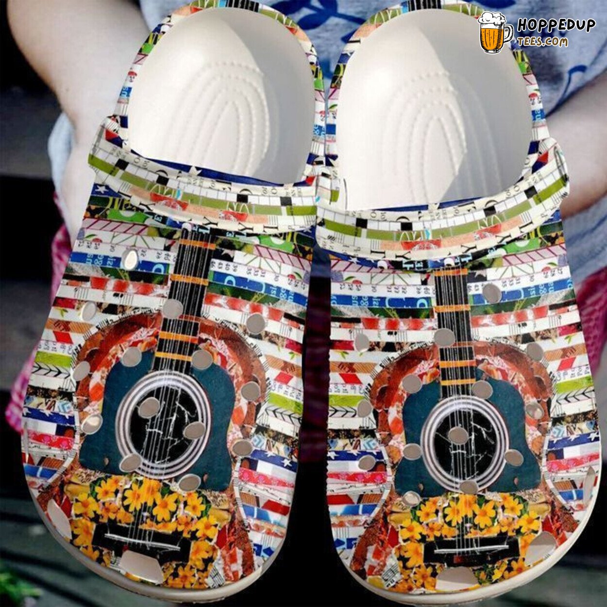 Guitar Colorful Themed Comfortable Unique Design Clog Shoes Style
