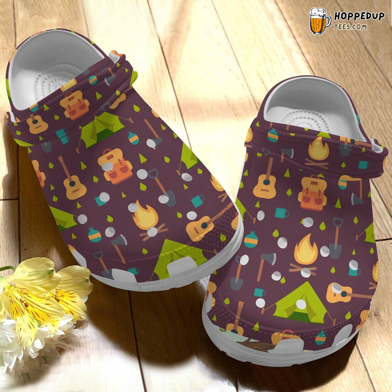 Guitar Make Camping Fun Theme Clogs Shoes Women Girl Unique Design