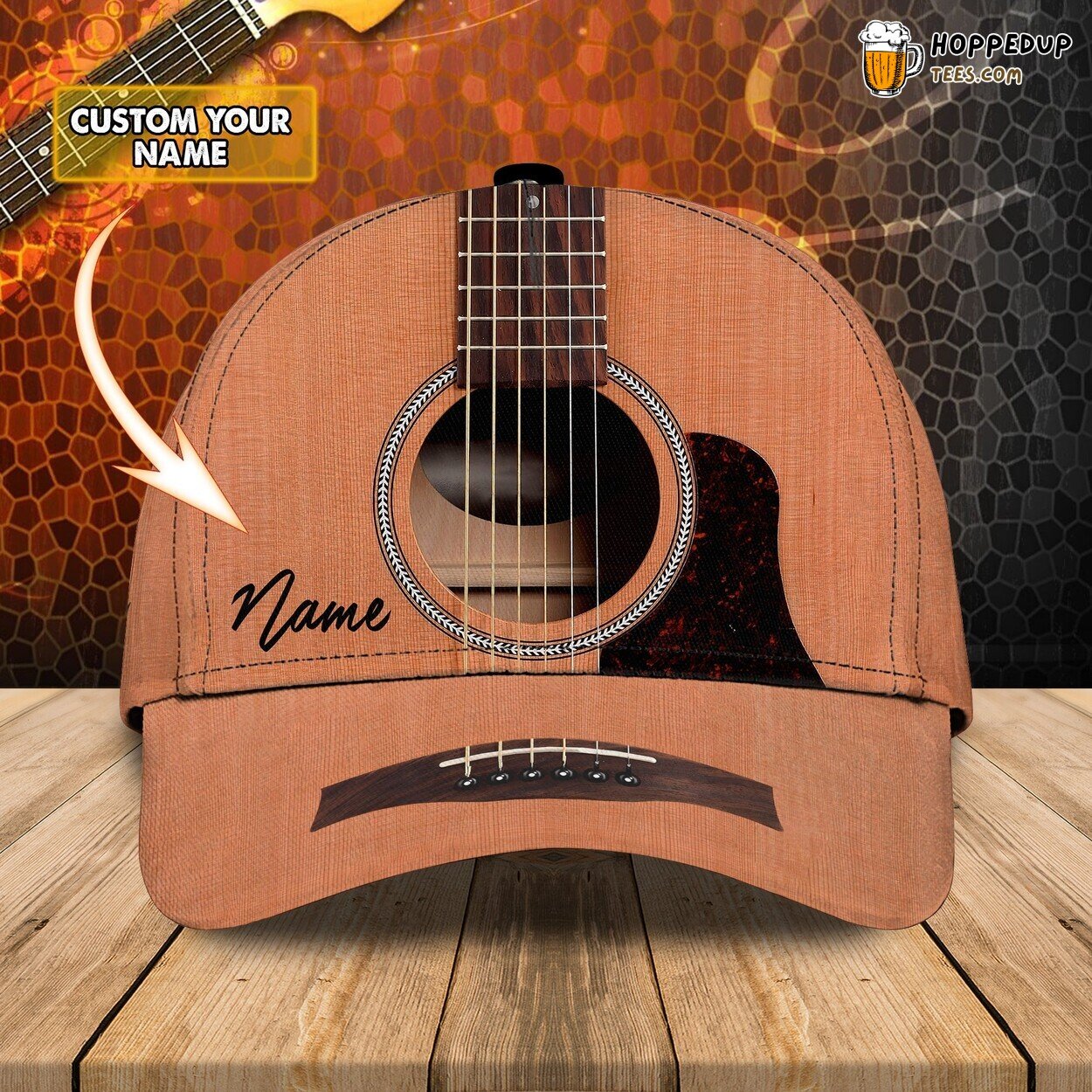 Guitar Ru Design 3D Cap Personalized Name Unique Premium Authentic Edition