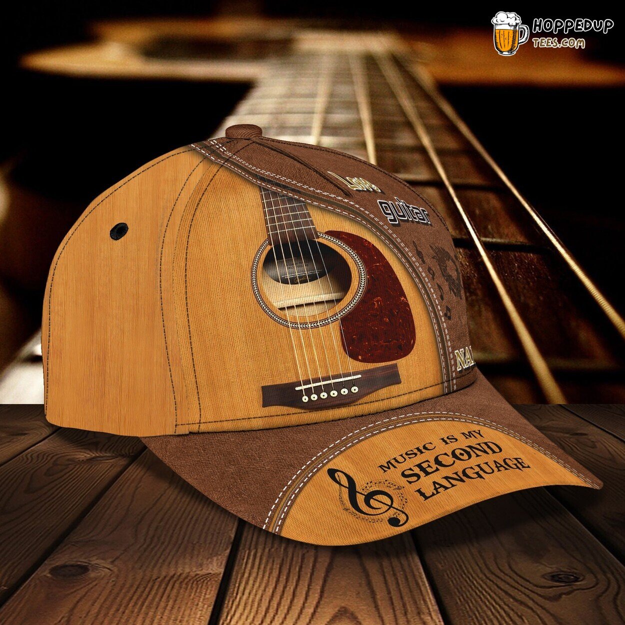 Guitar Theme 3D Classic Cap Personalized Name Elegant Exclusive Styling Guitar Theme 3D Classic Cap Personalized Name Elegant Exclusive Styling