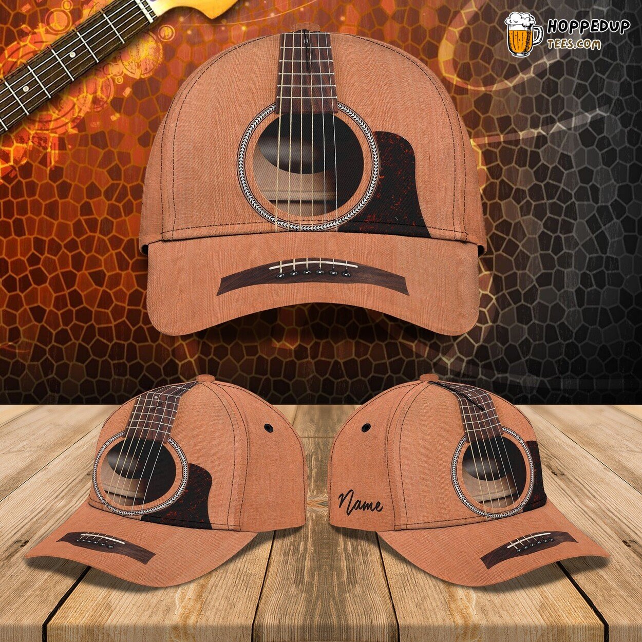 Guitarpersonalized Name 3D Print Classic Elegance Design Baseball Cap