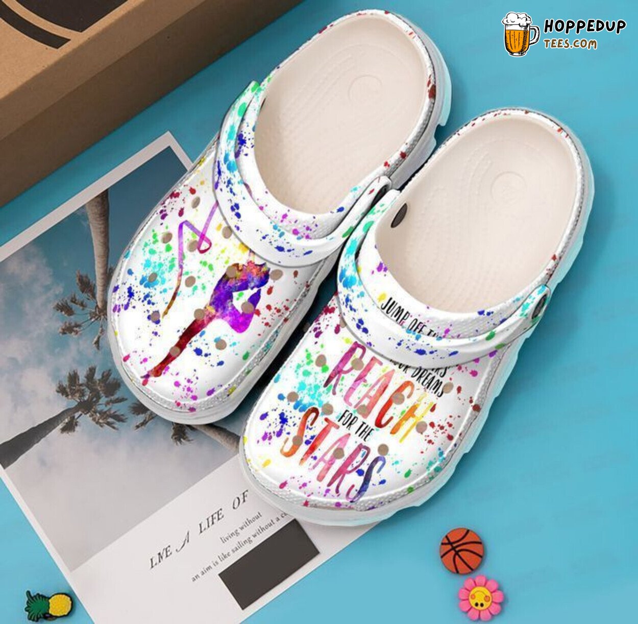 Gymnastics Reach For The Stars Themed Inspirational Clog Shoes