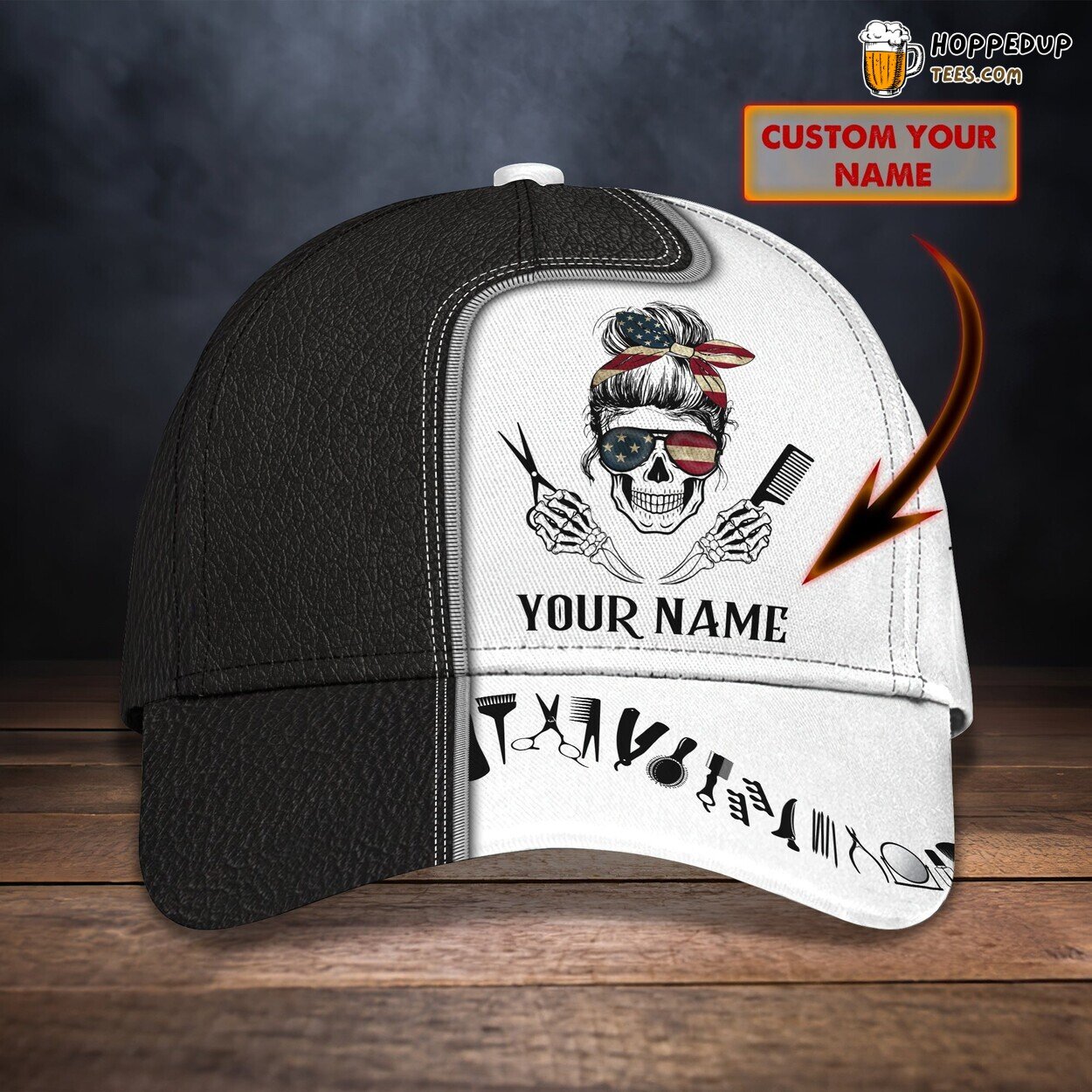 Hair Hustle Custom Name Classic Barber Cap Unique Design Mens Womens