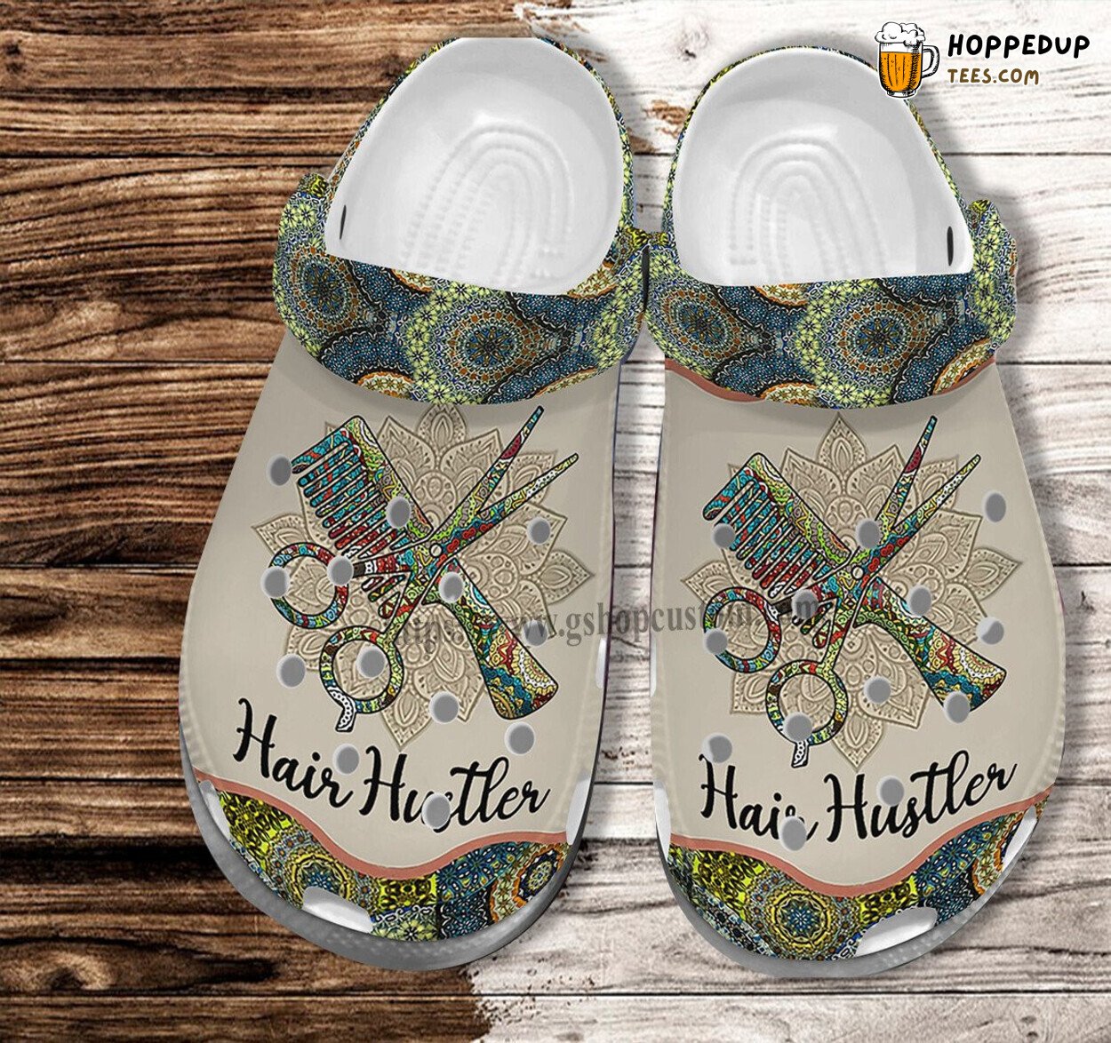 Hair Hustler Hippie Boho Croc Women Stylist Peace Theme Clogs