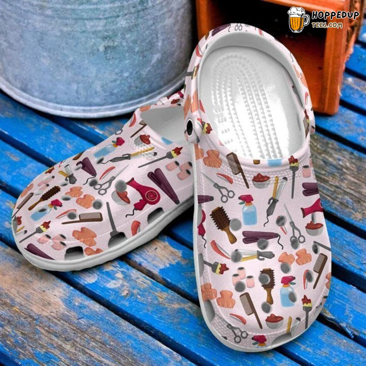 Hair Stylist Pattern Classic Comfortable Clogs Professional Inspired Shoes