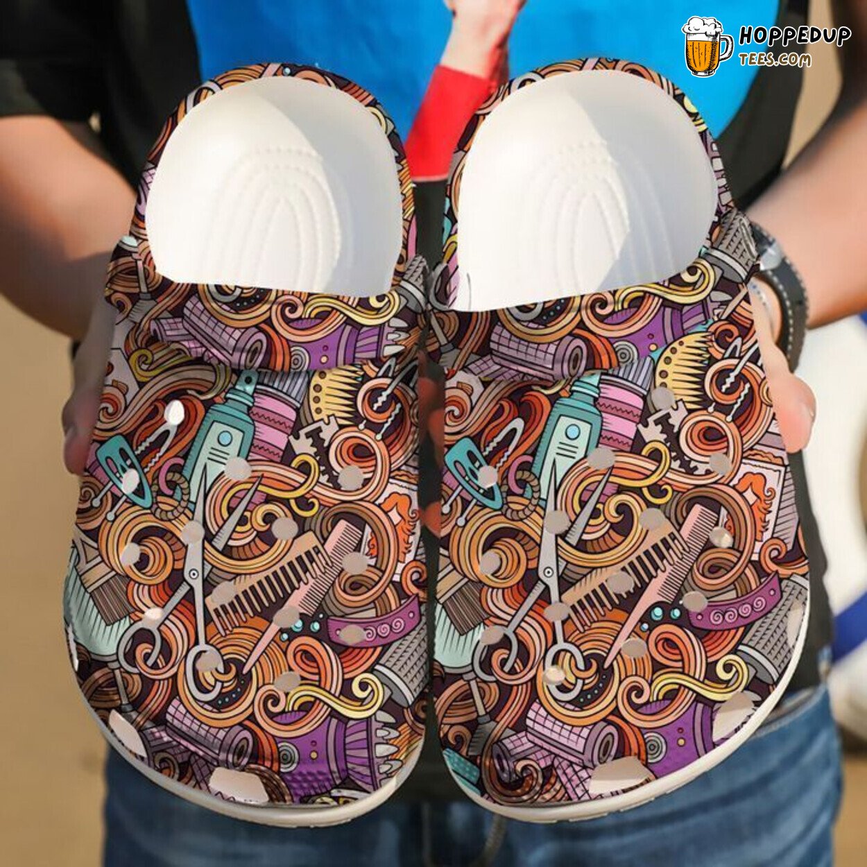 Hairstylist Doodles Theme Classic Comfortable Clogs Shoes Unique Beauty Gift