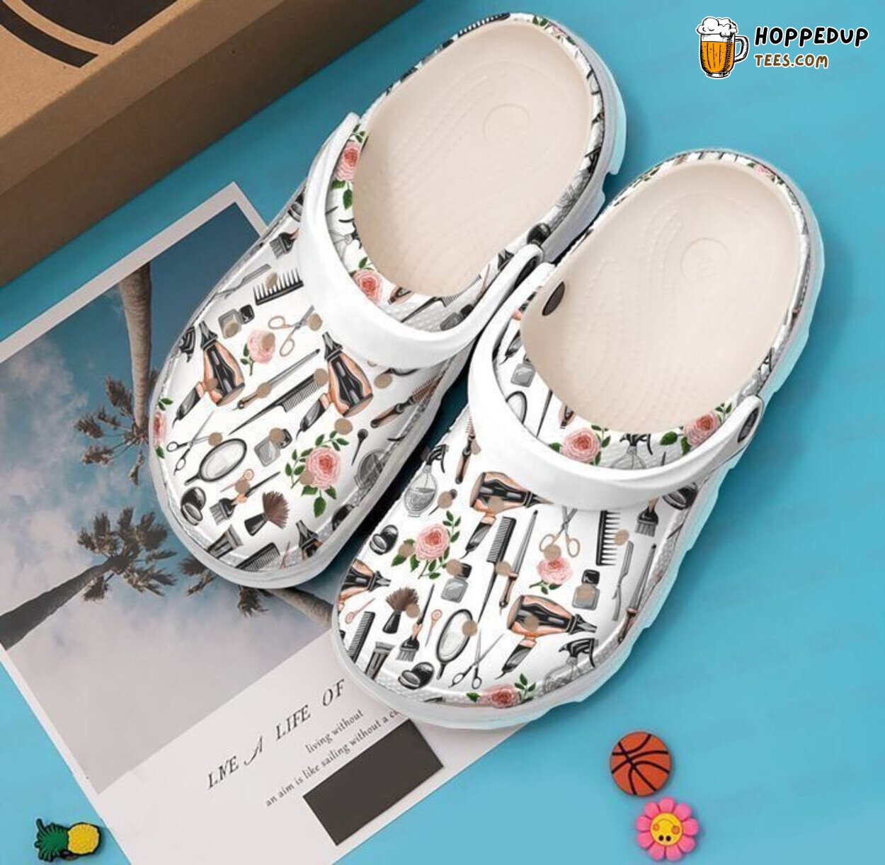 Hairstylist Hairdresser Flower Tools Themed Comfortable Clogs Shoes