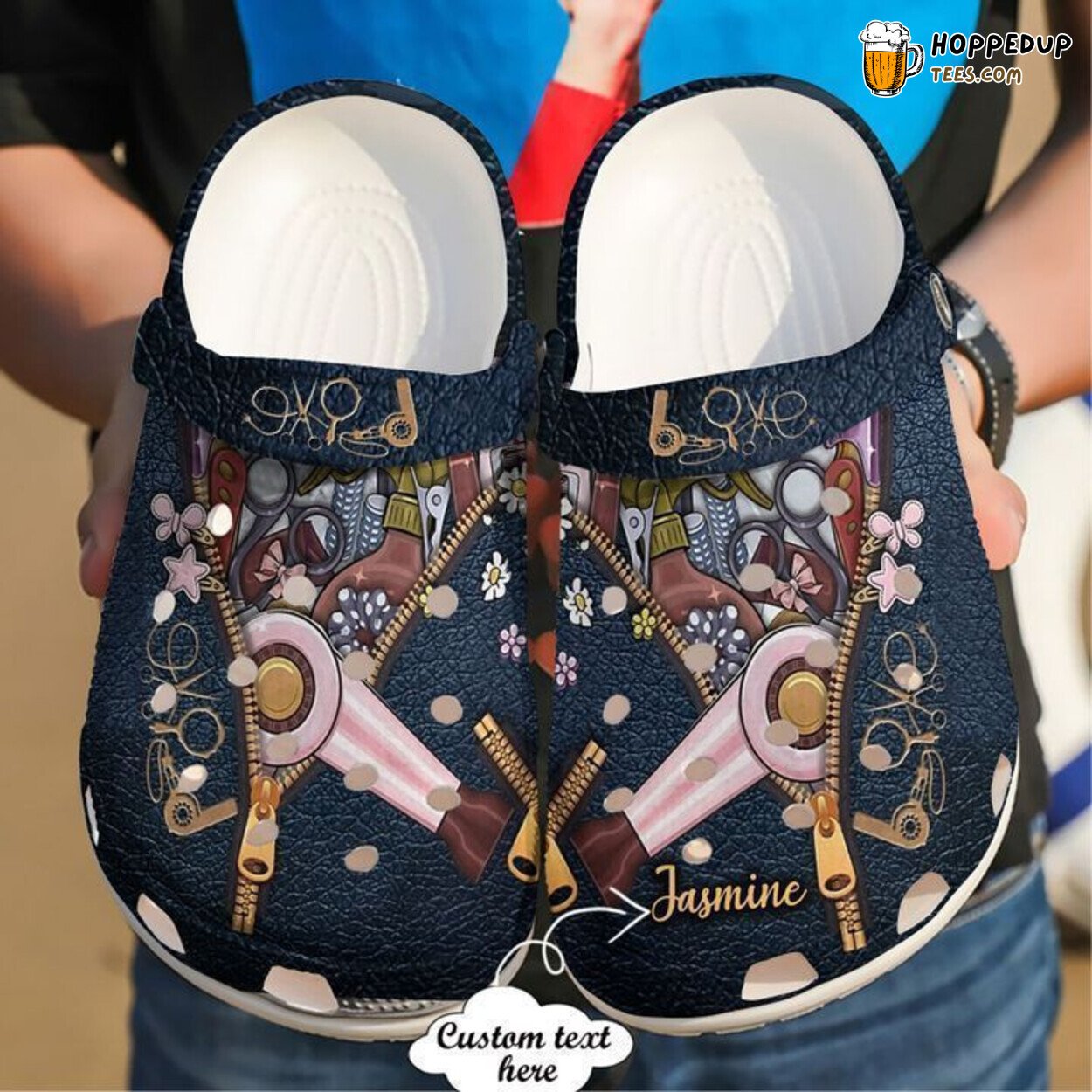 Hairstylist Personalized Zipper Theme Comfortable Clog Shoes