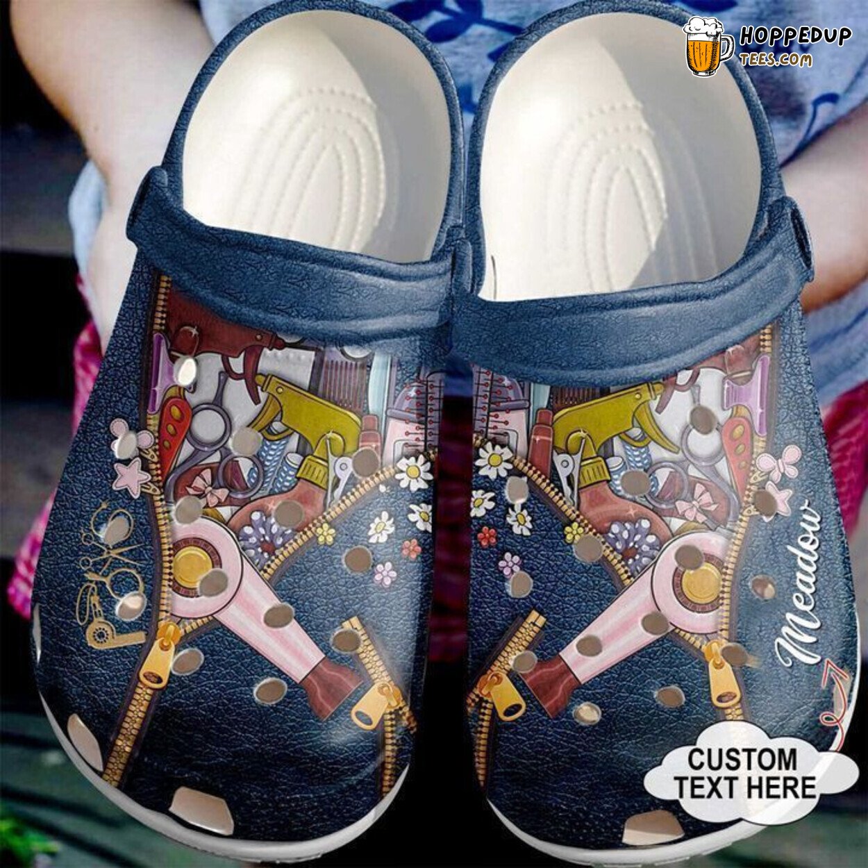 Hairstylist Personalized Zipper Theme Comfortable Clog Shoes Unique Beauty Gift