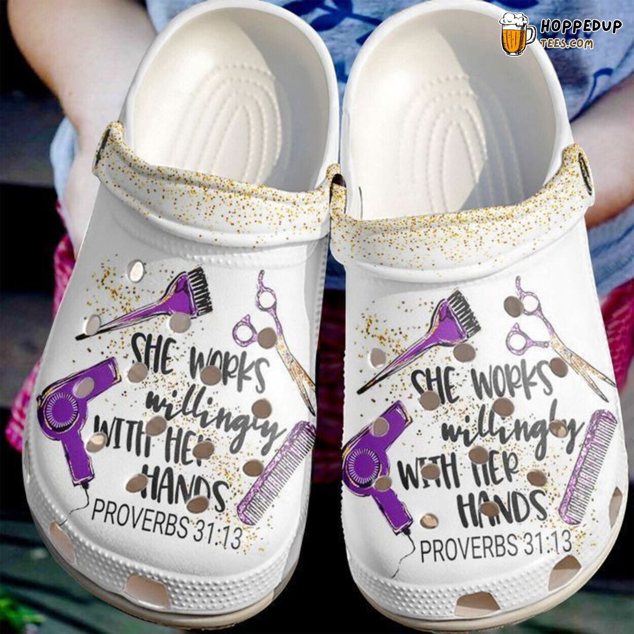 Hairstylist She Works Willingly Themed Comfortable Unique Clogs Shoes
