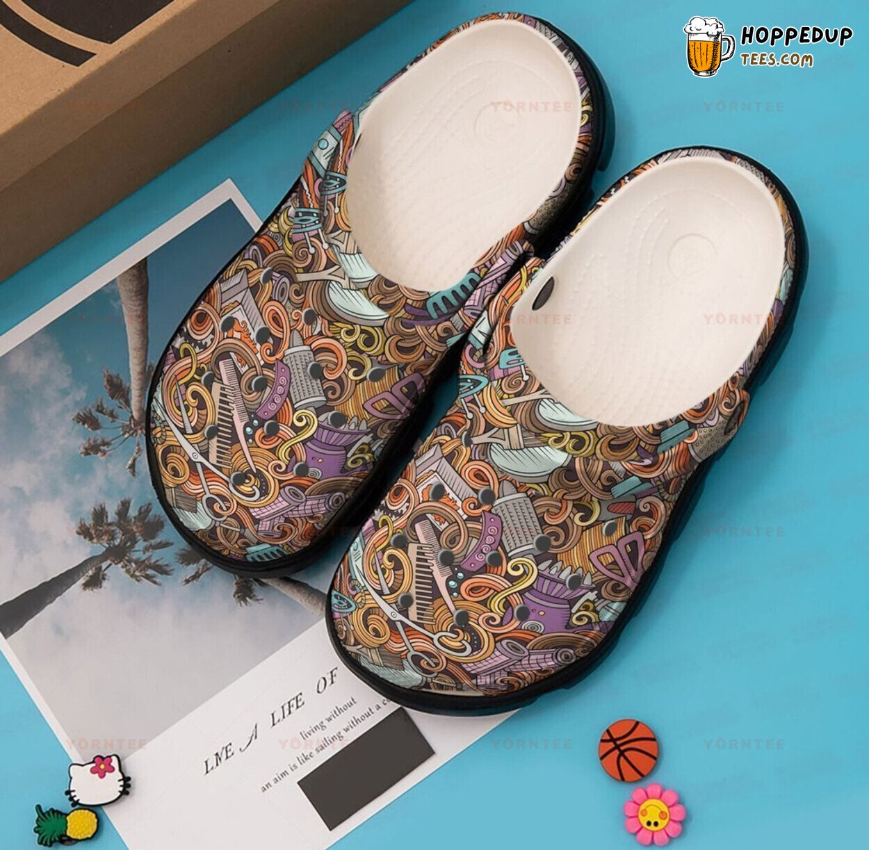 Hairstylist Tools Art Themed Rubber Clog Shoes Comfy Footwear for Stylists