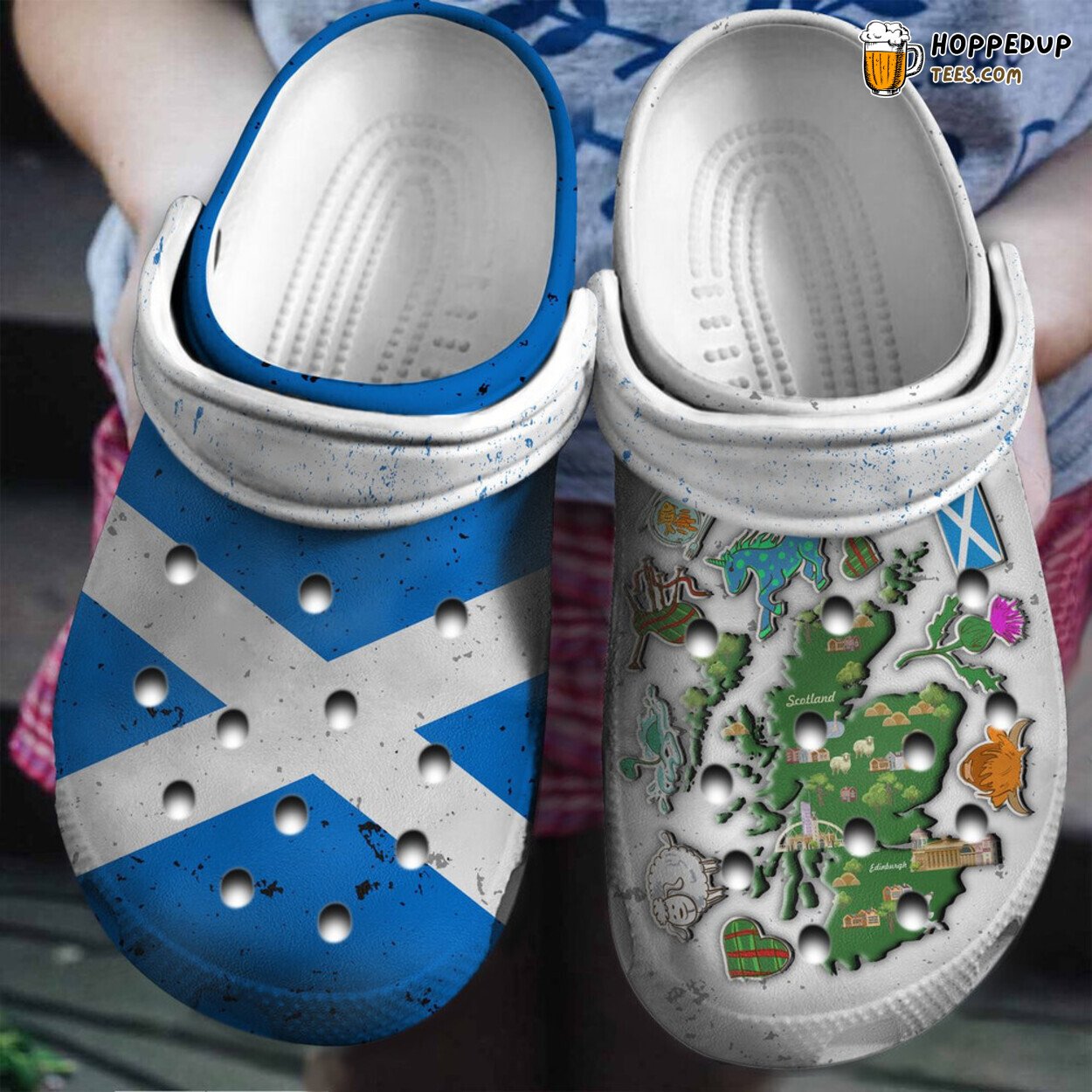 Half Scottish Flag Symbols Themed Classic Water Rubber Clog Shoes