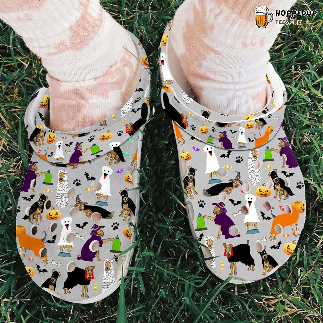 Halloween Airedale Terrier Dog Theme Comfortable Clogs Festive Shoes