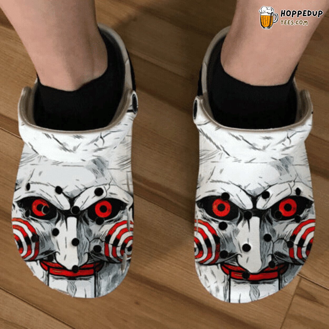 Halloween Billy Mask Saw Movie Inspired Themed Clogs Shoes
