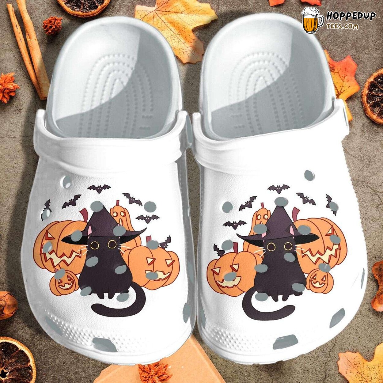 Halloween Black Cat Kawaii Witch Hat Themed Comfort Clogs Shoes