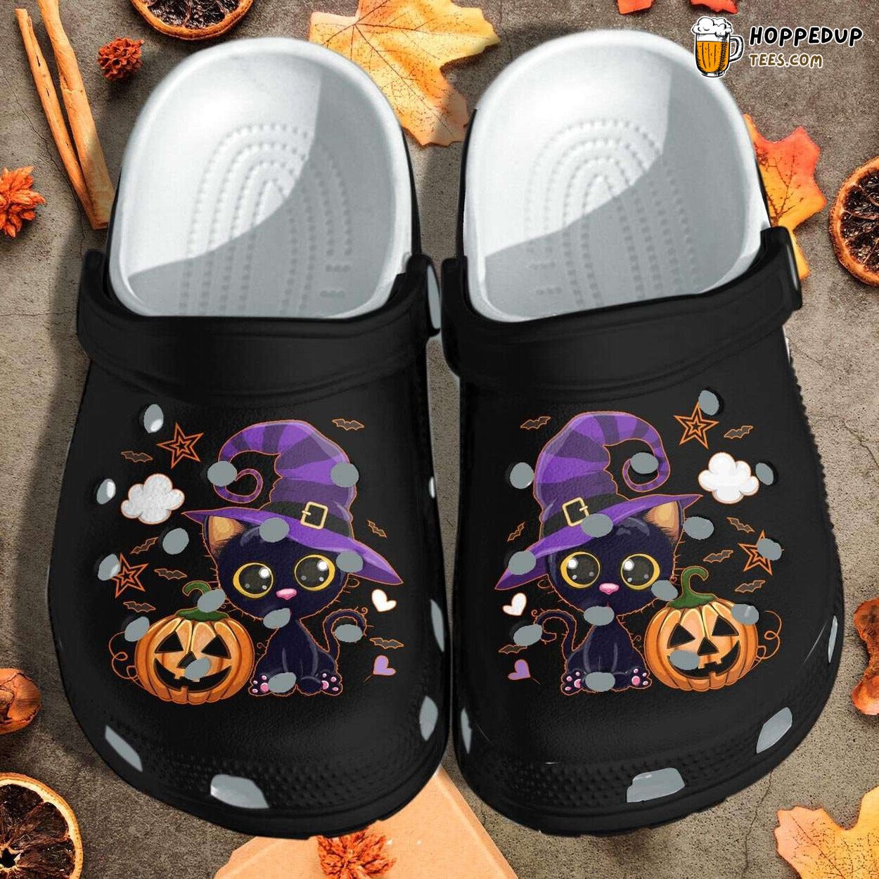 Halloween Black Cat Pumpkin Themed Comfortable Clogs Shoes Unique