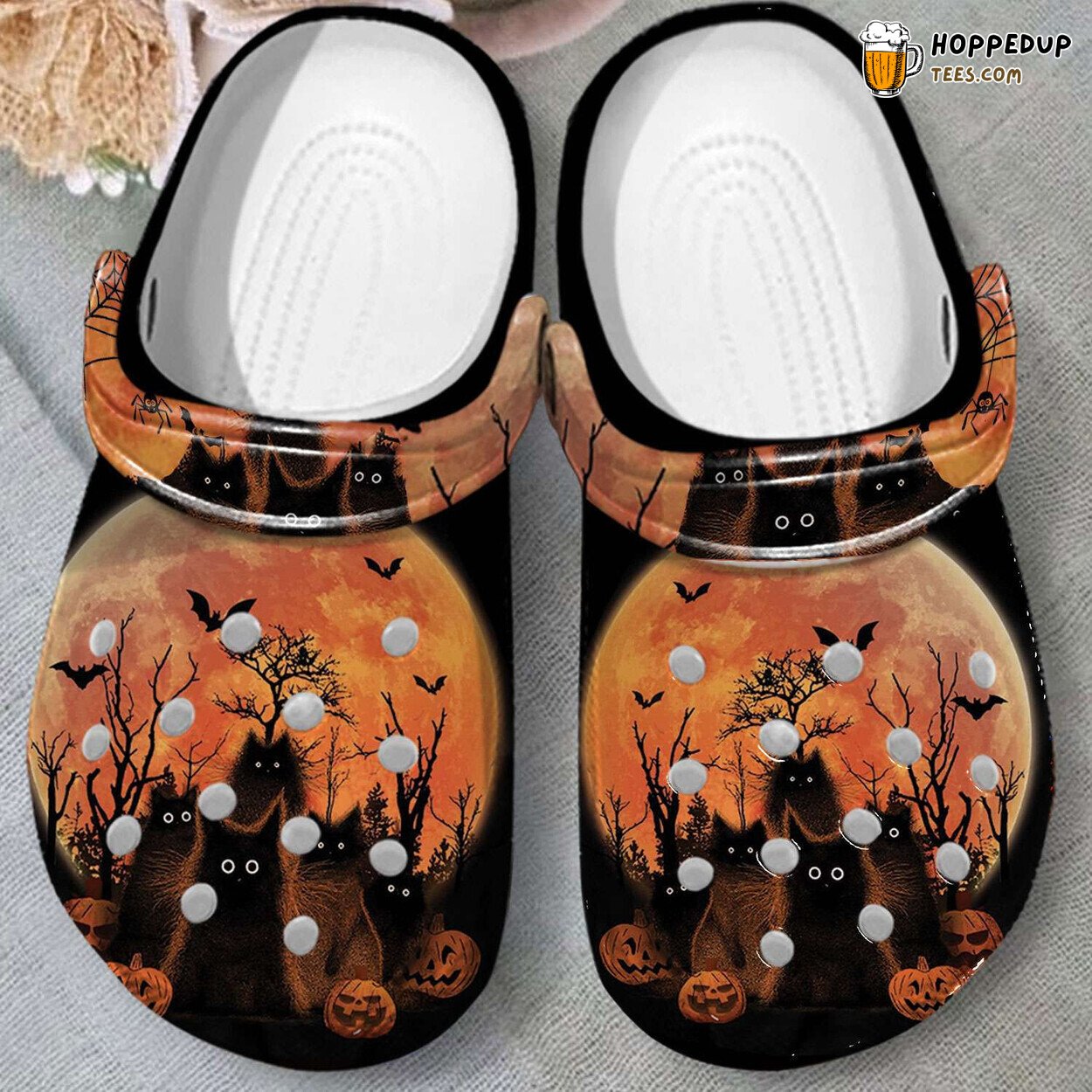 Halloween Black Cats Purr Theme Comfortable Clogs Festive Design Shoes