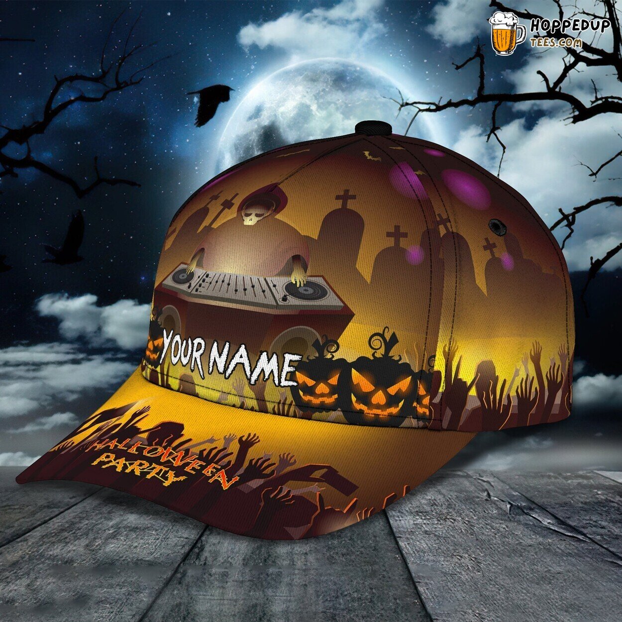 Halloween DJ Style Customize Word 3D Adjustable Brim Baseball Cap
