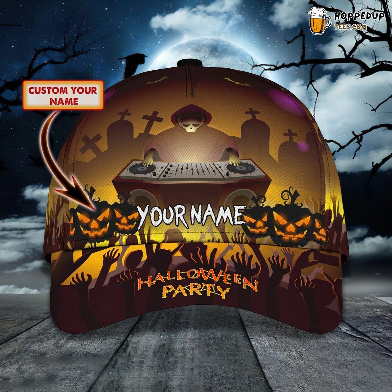 Halloween DJ Style Customize Word 3D Adjustable Brim Baseball Cap