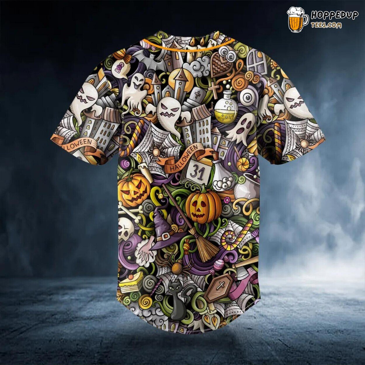 Halloween Doddle Skull Baseball Jersey Graphic Tees 3D Print Special Design