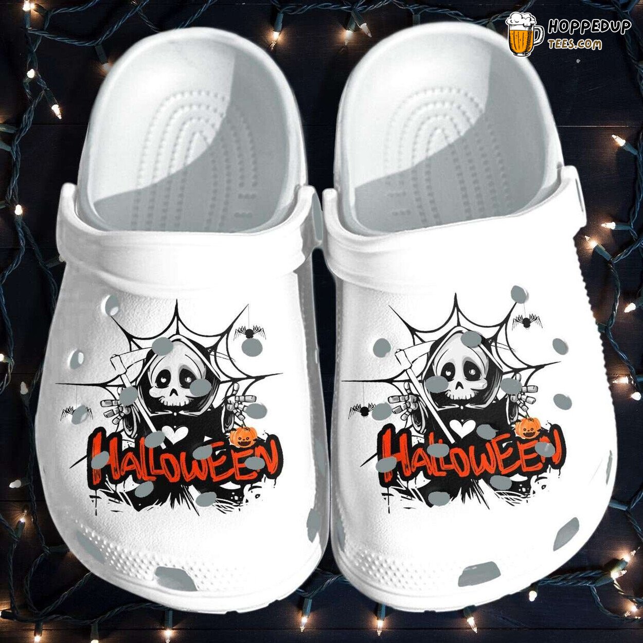 Halloween Ghost Web Themed Comfortable Unique Design Clogs Shoes