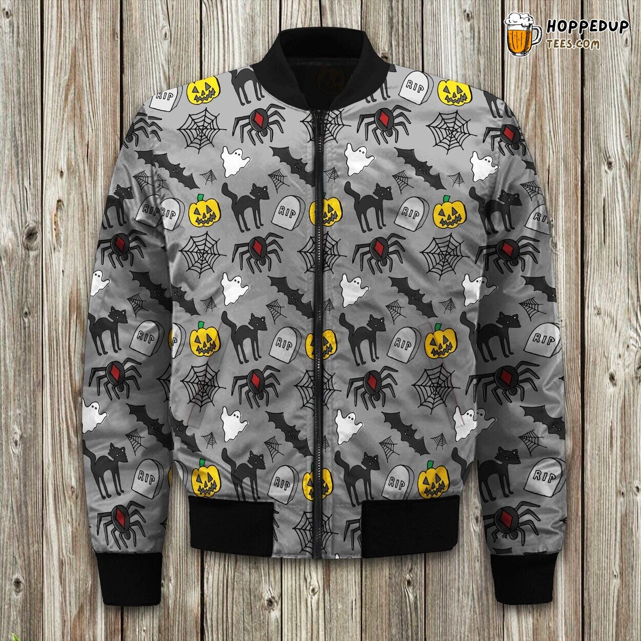 Halloween Grey Pattern Bomber Jacket