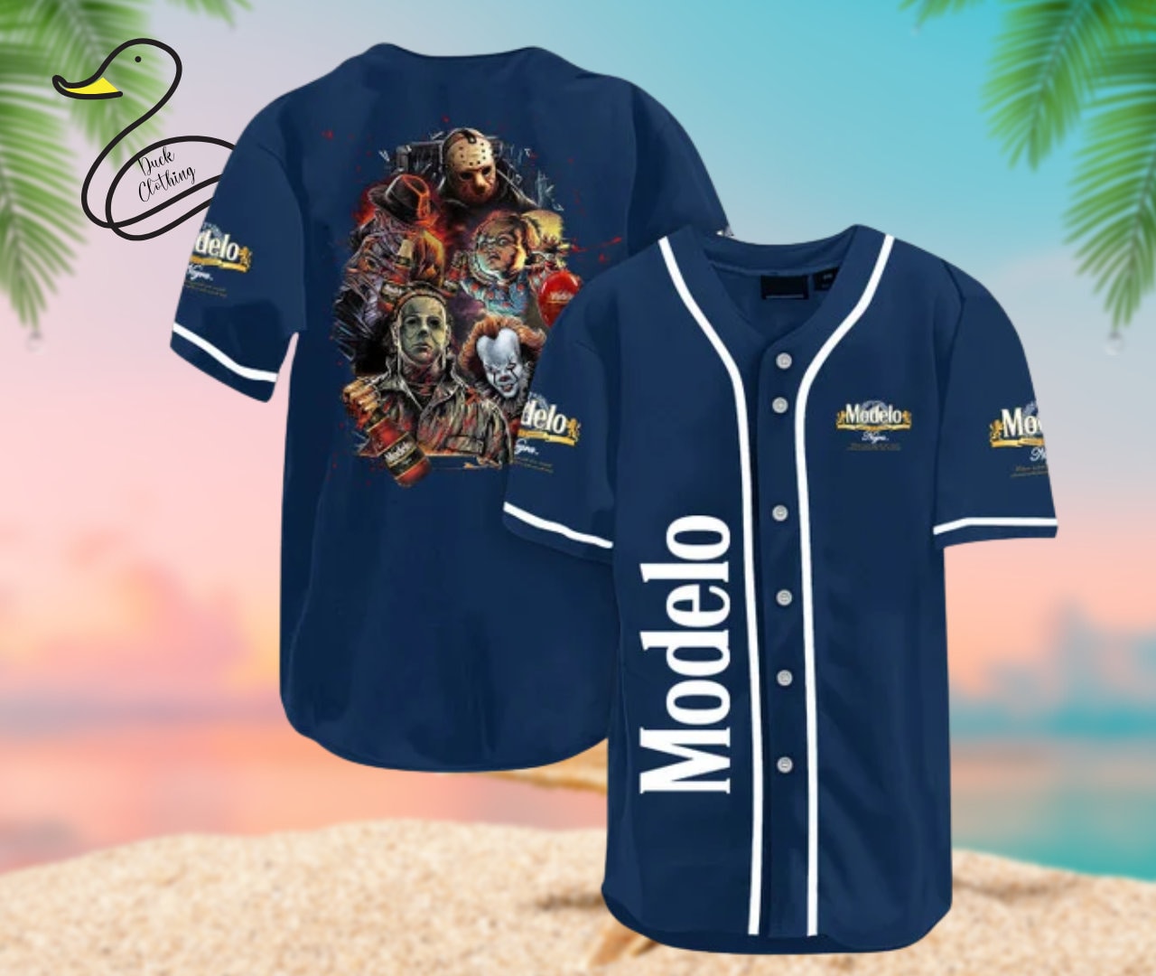 Halloween Modelo Beer Baseball Jersey Horror Characters HU
